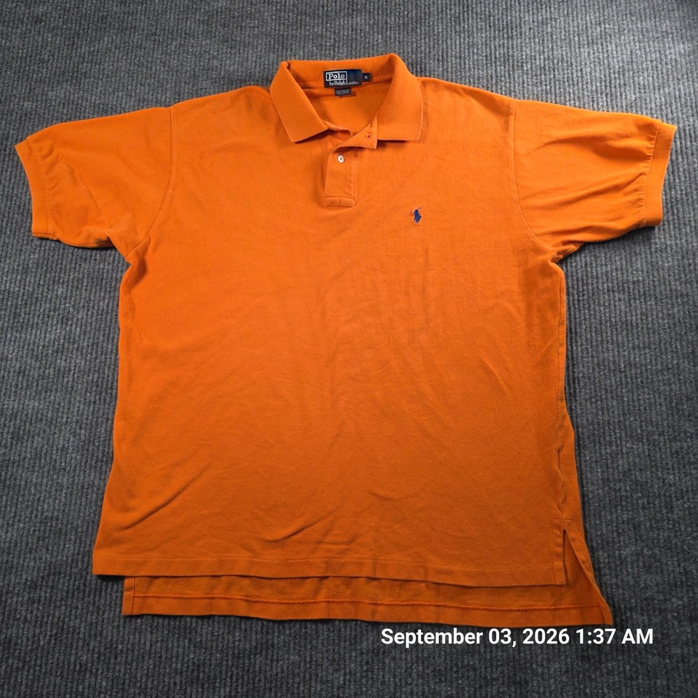 Polo Ralph Lauren Mens XL Orange Short Sleeve Cotton Pique Pony Logo Polo Shirt
